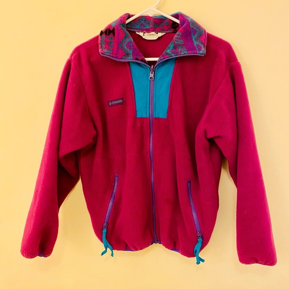 Columbia Jackets & Blazers - Vintage Columbia Women’s Small Purple Navajo Print Collar Fleece Full Zip Jacket
